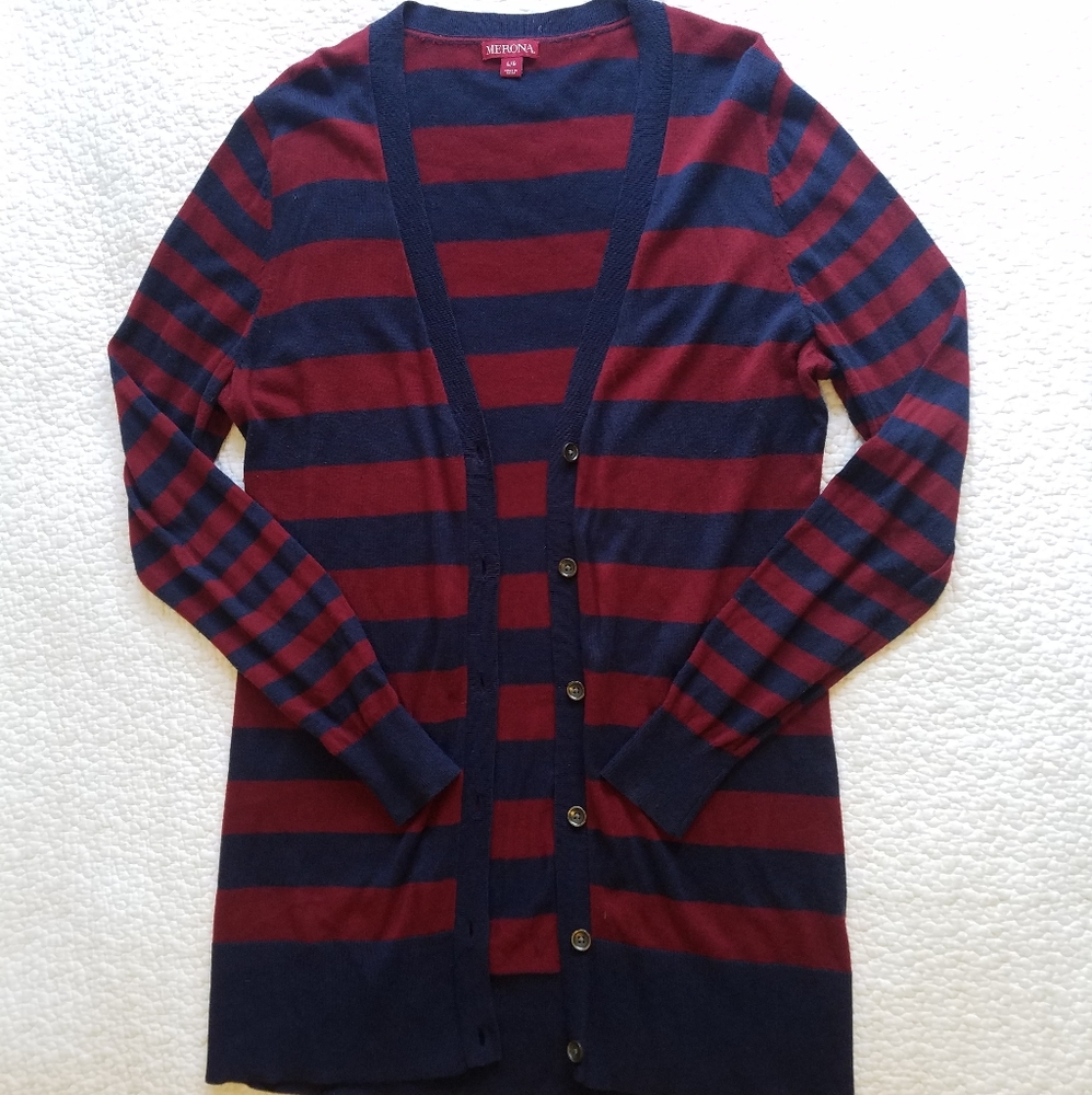 Merona Striped Long Boyfriend Cardigan